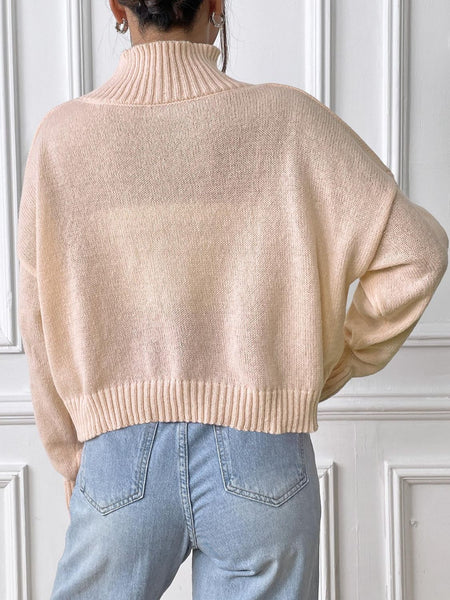 Bow Turtleneck Long Sleeve Sweater